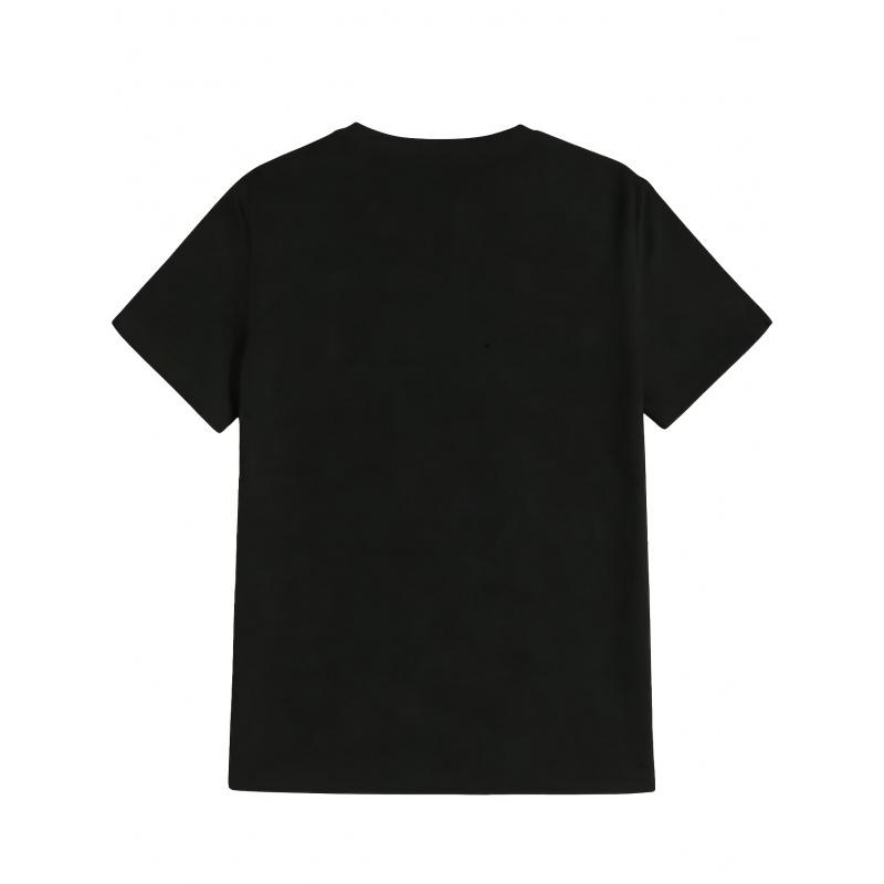 Crewneck T Shirt Black Crab Cartoon Print with Star And Text Crab Crab Casual Wear for Men Streetwear Fashion Summer Outfit