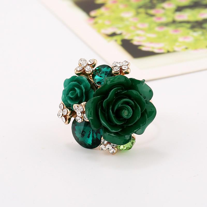Adjustable Ethnic Resin Rose Flower Ring - Fashionable Statement Jewelry