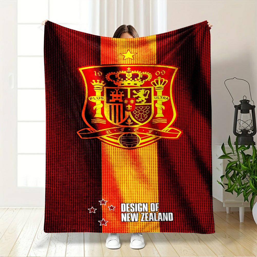Spain National Football Team Emblem Blanket Flannel Blanket for Bedroom, Living Room, Sofa, and Nap Sofas.