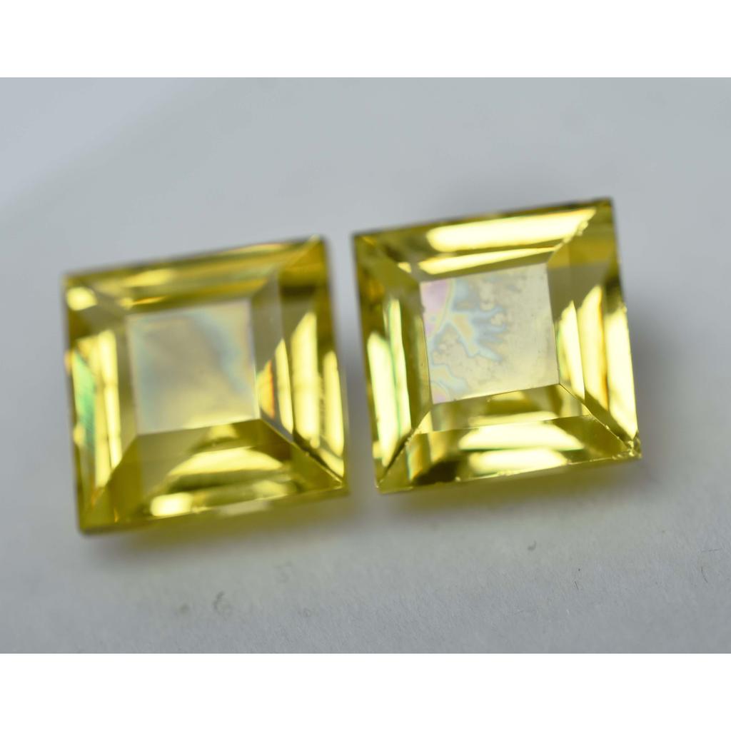 Natural Yellow Square Cut Sapphire   Pair 20.23 Carat Loose Gemstone