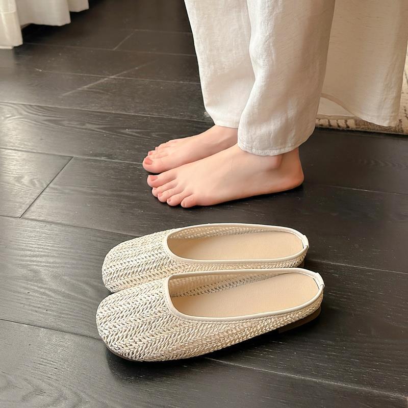 

Полутапочки женские летние льняные рыбацкие плетеные с полым верхом 35