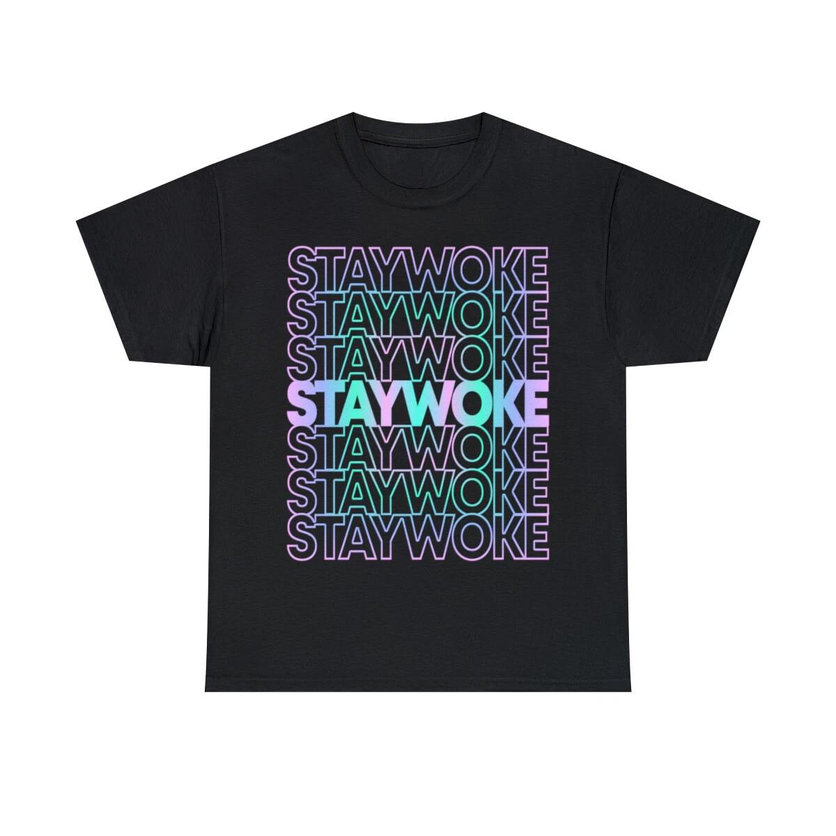 Retro Stay Woke Graphic Tee Shirt, S-5XL L