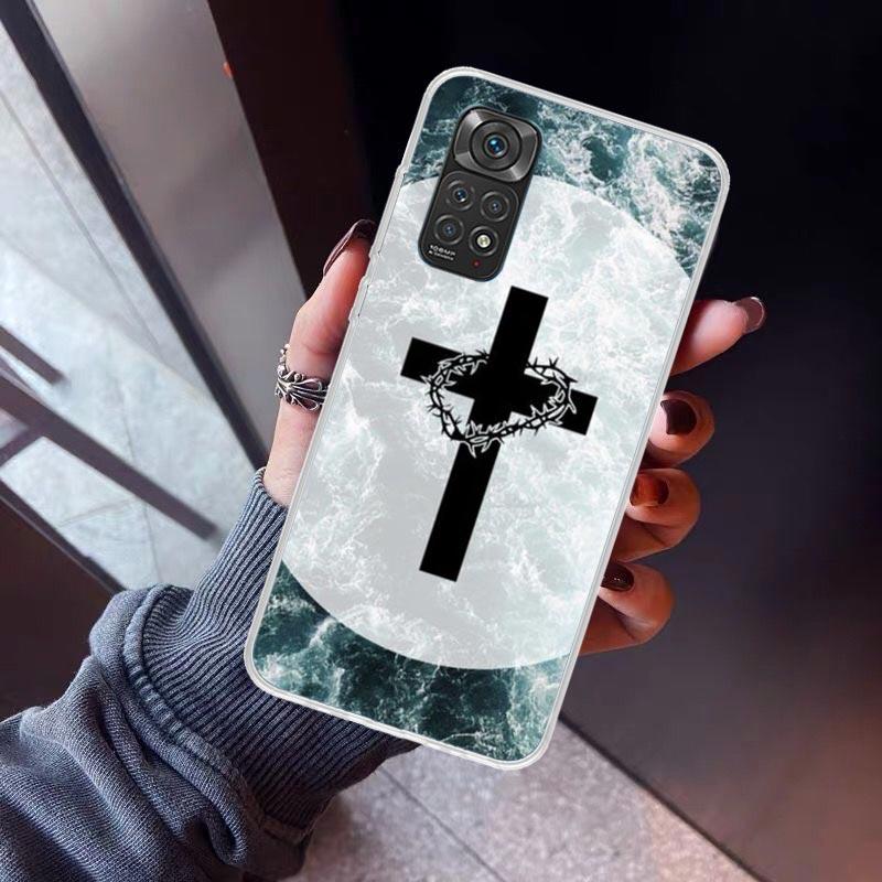 

God Jesus Pray Cross Phone Case For Xiaomi Redmi Note 10 11 12 13 14 15 Pro Plus 11S 12S 14S 11T 11E 10S Soft TPU Back Cover Red Redmi Note 15 Pro 5G