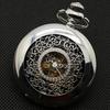 Retro Unisex Hollow Flower Round Dial Hand Winding Chain Mechanical Pocket Watch