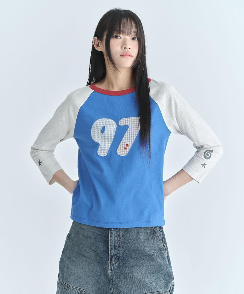 CGP (Women) Raglan Color Block Sleeve T-Shirt - Blue