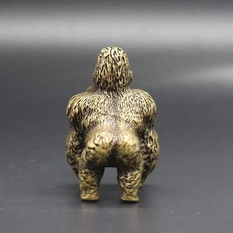 Utsøkt Massiv Kobber Gorillaer Liten Ornament Kobberkunst Kobberkjæledyr Kobberhåndtak Antikk Mikroutskjæring Antikk Gammel Bronsevare