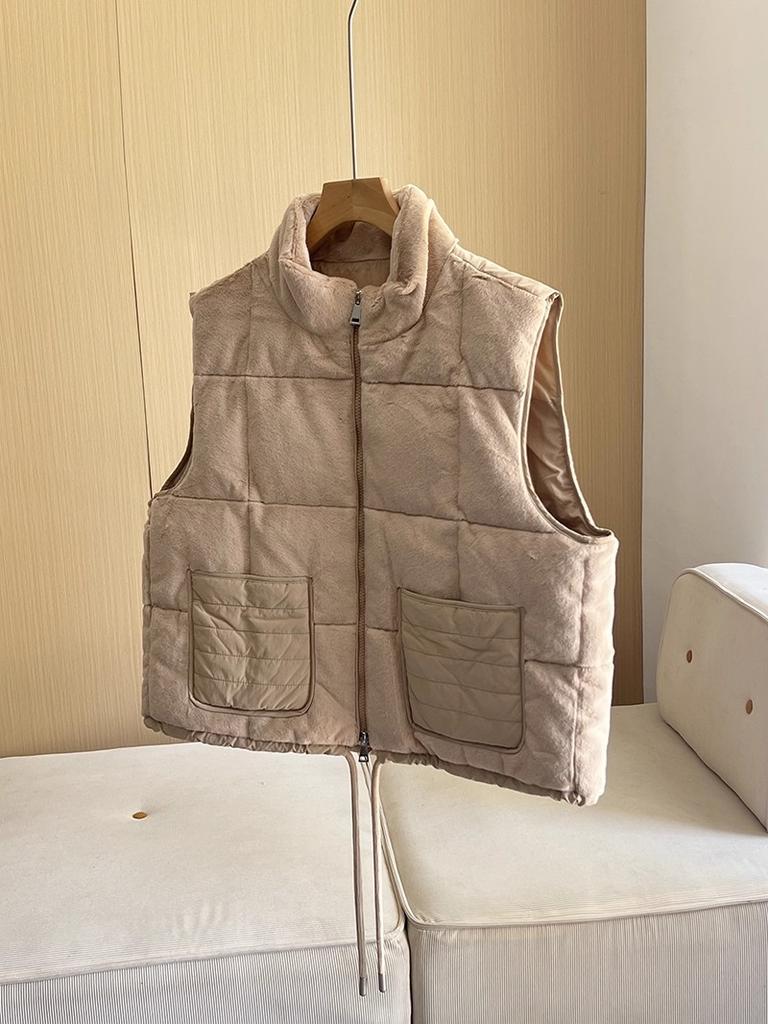 New stand-up collar white duck down straight short loose down vest down jacket vest women's tide European goods