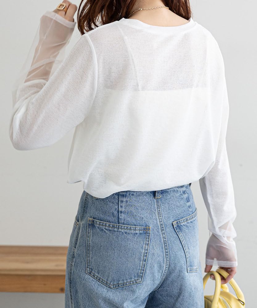 Color Sheer Sleeve Panel Pullover Colors DCZ1031206A0017 Free [Discoat] [New Added!] (Web-Exclusive Available) Off-White