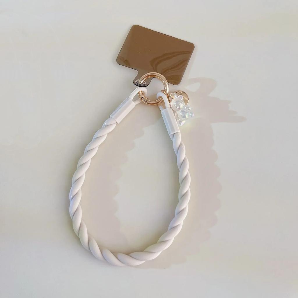 Macaron Color Silicone Lanyard Mobile Phone Rope Lanyard Luminous Bear Split Mobile Phone Chain Wrist Rope Anti-lost