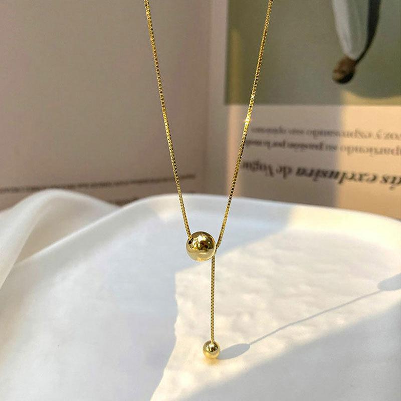 

Ожерелье в стиле «холодный стиль» на все тело в корейском стиле, новое модное и универсальное, персонализированное ожерелье «Темперамент», женские круглые бусины