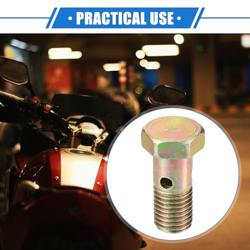 VekAuto Einzelner Banjo-Bolzen-Satz M12x1.5 32mm Länge Metrisches Gewinde Turbo Bremsleitungsanschluss Adapter für Fahrzeuge Aus Durablem Metall Bronzefarben