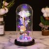Gold Rose Glass Cover Ornament, Gold Leaf Flower LED Light Creative Christmas and Valentine's Day Gift