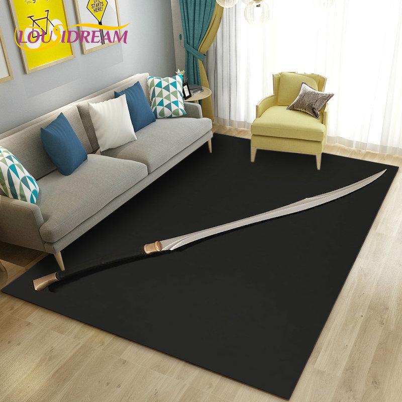 3D Sword Dagger Machete Saber Knife Area Rug,Carpet Rug for Living Room Bedroom Sofa Doormat Decor,Kid Play Non-slip Floor Mat