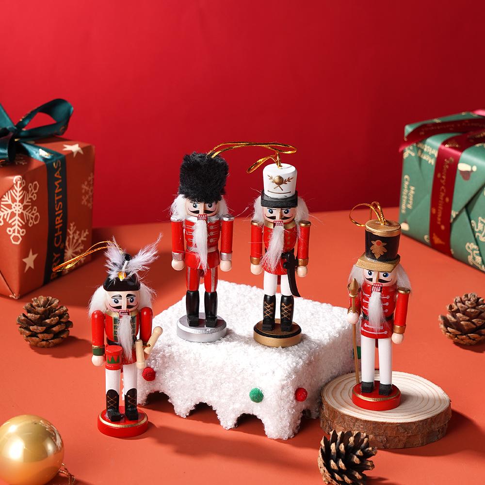 12cm 4pcs Nutcracker Soldier Pendants Handmade Creative Christmas Tree Decoration Pendant Pubs/Cafes/Shops Xmas New Year Gifts