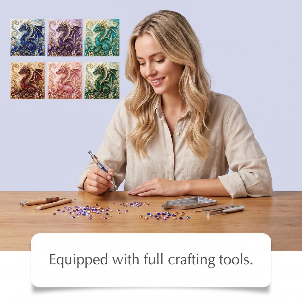 Dragon Rhinestone Art Painting Kit Blue Dragon, DIY Diamond Painting 3D Art Home Decoration