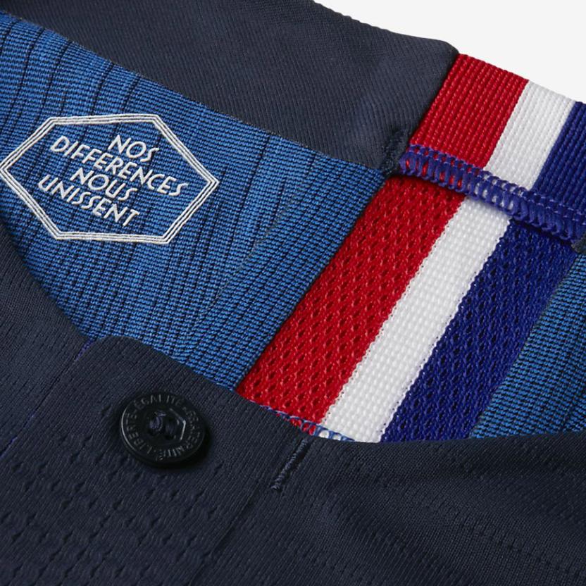 Nike 2018 World Cup France Home Player Edition Crew Neck Logo Short Sleeve Football Shirt Men Tops Blue 893874-451