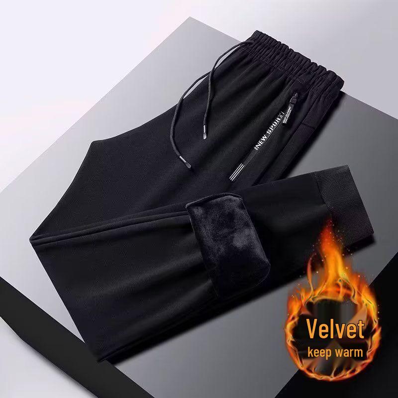 

Мужские велюровые спортивные штаны свободного кроя на кулиске - Модные, эластичные и универсальные для осени и зимы L