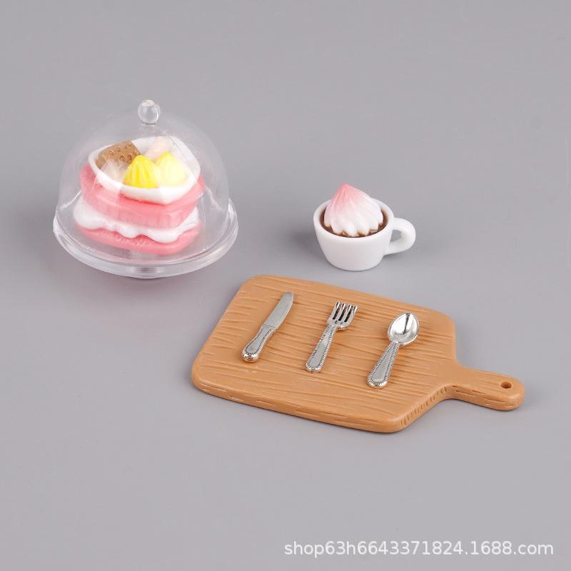 

Кукольный домик Симуляция Миниатюрная еда Игровой поднос Модель кофейного торта Аксессуары Игрушки для кукольного домика