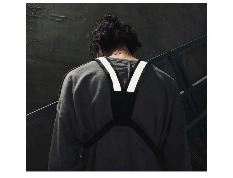 Vestă tactică reflectorizantă cu buzunare multiple unisex Hip-Hop Street Style și geantă pentru piept