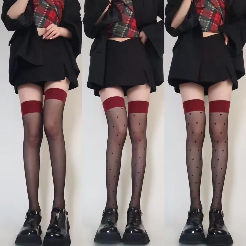 Women's Stockings Dot Printed Transparent Thigh High Stockings Lolita Cute Nylon Stockings for Girls Cosplay Fashion Long Socks