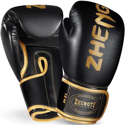 Recommended by RIZIN Fighter Makoto ZHENGTU Gold Series Boxing PU Inner Glove Shock Punching Warranty Shenryu Gloves, 8/10/12/14/16 Oz., Leather,