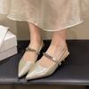 Fashion French Style Sexy Pointed Stiletto Silver Buckle High Heels for Women2025 Summer New Style Closed Toe Slingback Sandals