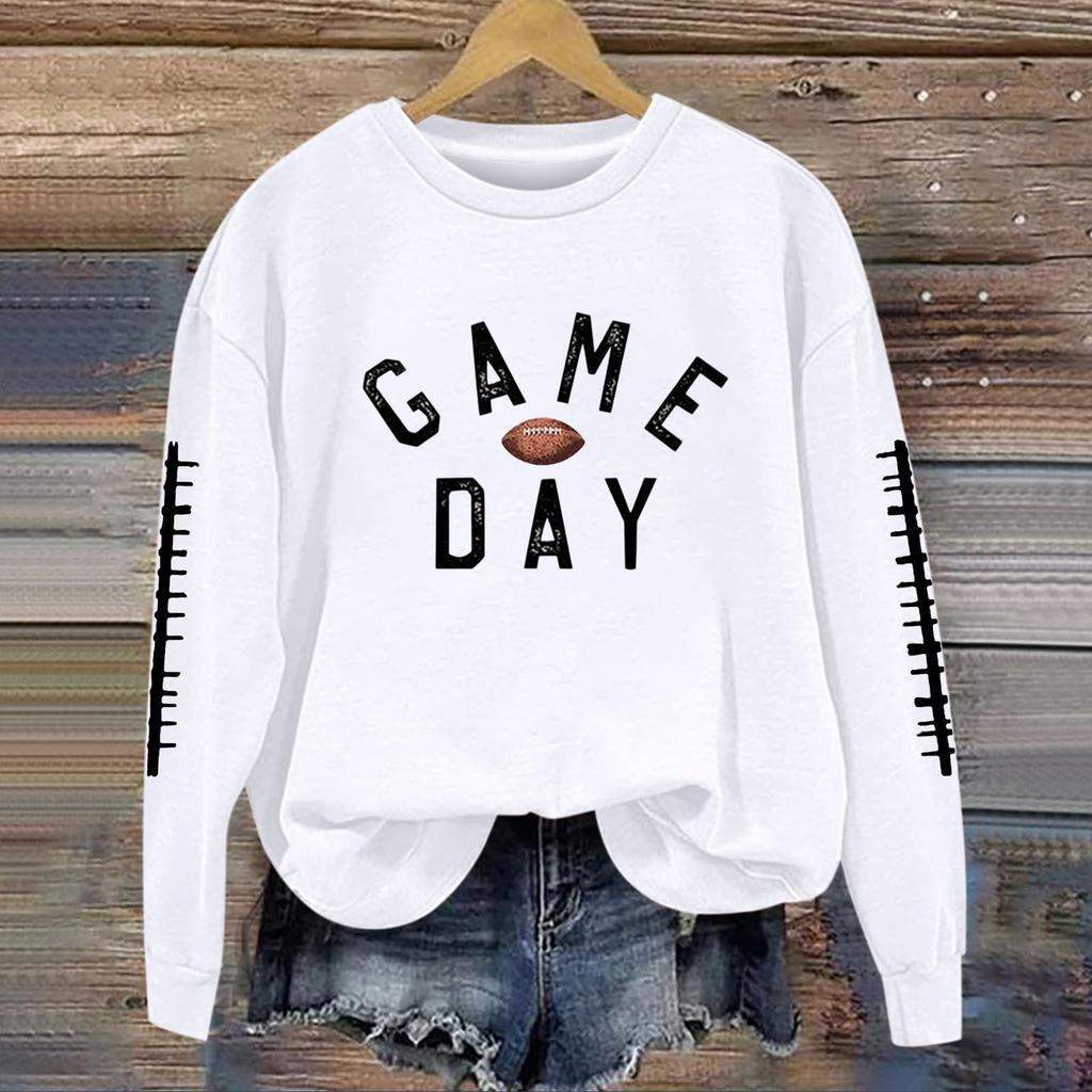 Women's Fashionable And Casual Long Sleeved Printed Round Neck Sportswear Pullover Sweatshirt Top