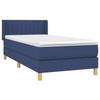3130407 vidaXL Lit à sommier tapissier avec matelas Bleu 90x200 cm Tissu