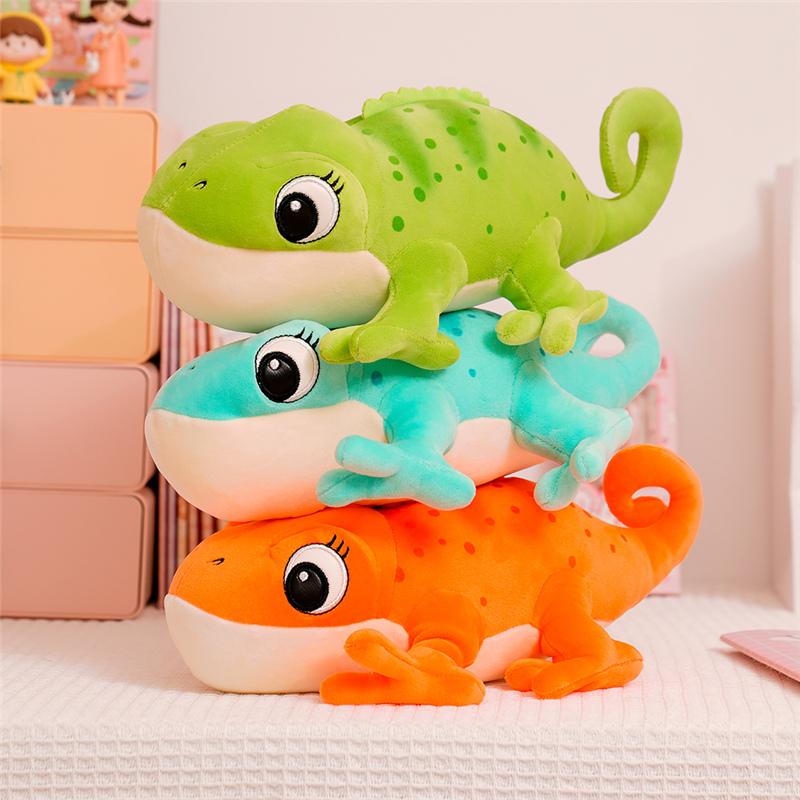 Creative 30cm Cartoon Real Like Lizard  Chameleon Plush Toys Candy Color Simulation Animal Reptile Stuffed Pillow Xmas Gifts