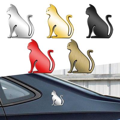 Autocollant Métal 3D pour Voiture Métal Chat Badge Adhésif Emblème pour Voitures Universelles, Motos & Décoration