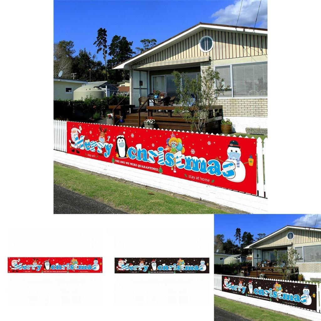 Merry Christmas Banner Featuring Santa Claus And Elk For Quarantine Outdoor Holiday Dcor