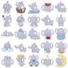 50 Cute Hand-Painted Cartoon Baby Elephant Stickers for Luggage, Diary, and Water Bottles