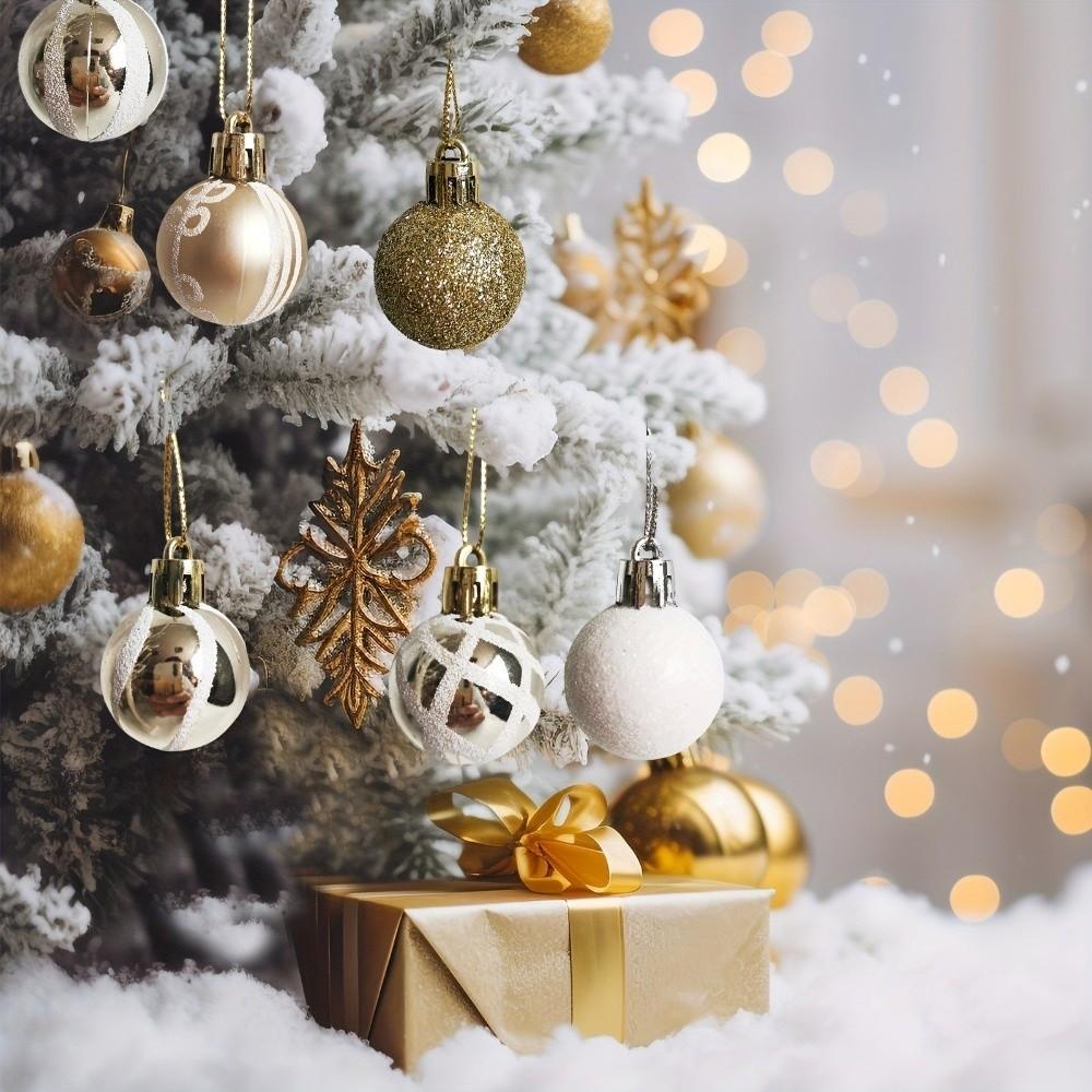 Neues 3cm Bemaltes Weihnachtskugel-Set Weihnachtsbaumkugeln Geschenkkugel Weihnachtsbaumbehang Weihnachtsdekorationen Kunststoff Weihnachtsornamentkugel