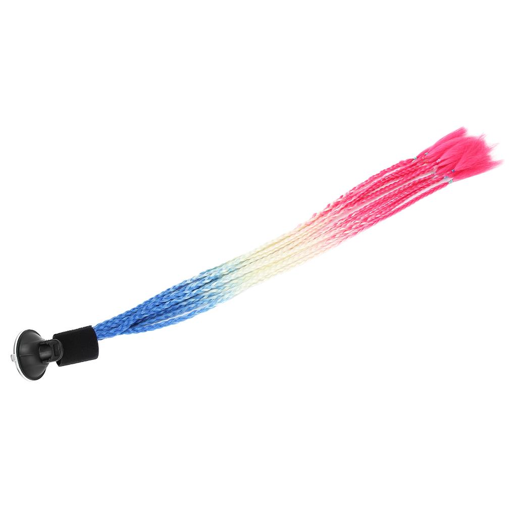 Helmet Braids Suction Cup Punk Style Motorcycle Helmet Pigtails Ponytail Gradient ColorRed White Blue