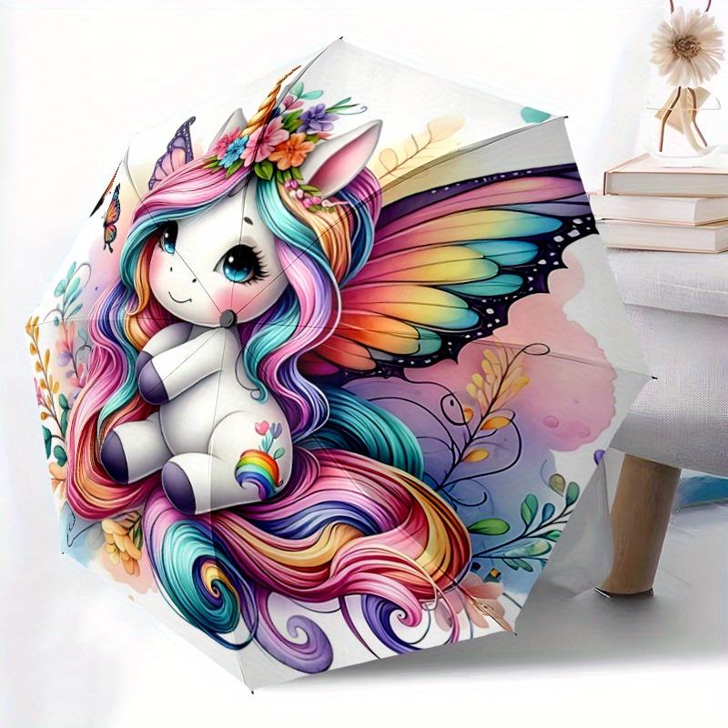 1pc Unicorn Idea Automatic Opening and Closing Folding - A Good Choice for Gifts, Fashionable and Convenient Umbrella With Cute Cartoon Character