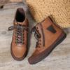 Winter New Flat Single Shoes Women's Round Head Front Strap Side Zipper Soft Sole Anti-slip Wear-resistant Short Boots