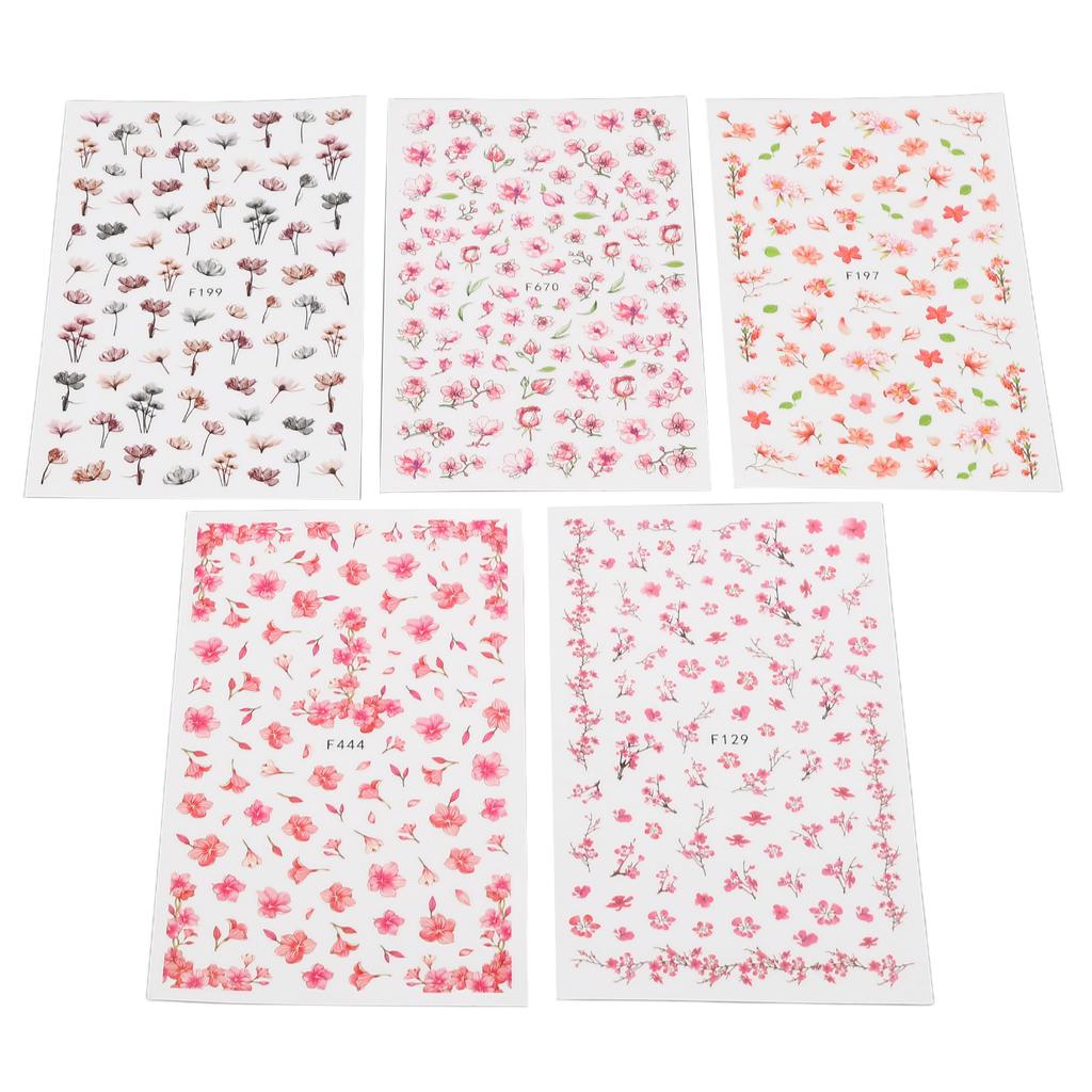 Flower Nail Art Sticker Safe 3D Self Adhesive Nail Art Decals for DIY Nail Art Decorative