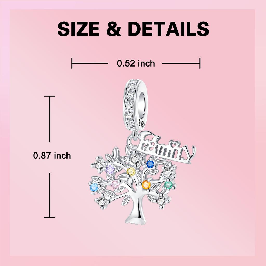 Copper Charm Tree Of Life Family Pendant Zircon Inlay Fits Genuine Bracelets Necklaces DoItYourself Jewellery For Women