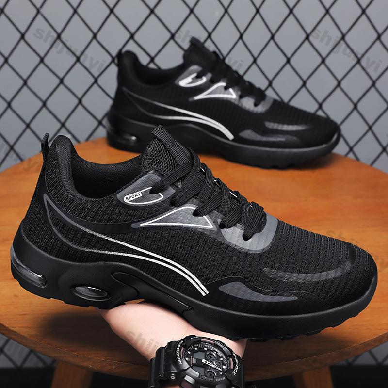 Fashion Men's Sneakers Autumn Breathable Non Slip Lace Up Outdoor Sports Shoes Lightweight Comfortable Soft Sole Fly Weave Casual Shoes