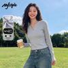 MJ STYLE Women's Slim V-Neck Long Sleeve T-Shirt