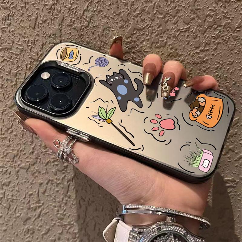 Plating Matte Case For Samsung Galaxy S21 FE S22 S23 Plus S24 Ultra A55 A35 A15 A14 A32 A52S A54 Cute Cat Supplies Phone Cover