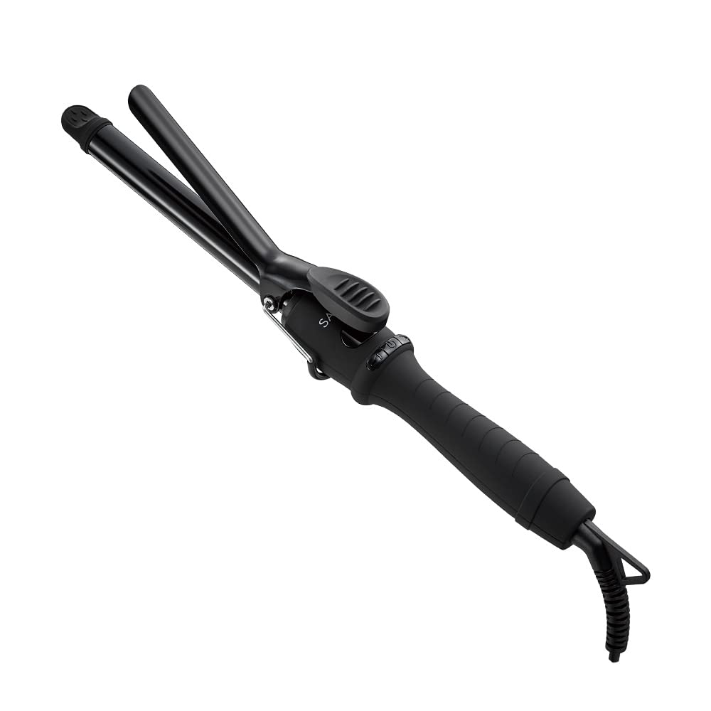SALONIA Ceramic Curl Hair Iron 19mm Compatível com bolsa resistente ao calor Preto SL-008AB