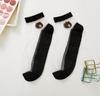 5 /10 Pairs Women Socks Summer Cartoon Socks Bear Colorful No Show Socks Soft Silk Thin Transparent Kawaii Girls Female Ankle Socks