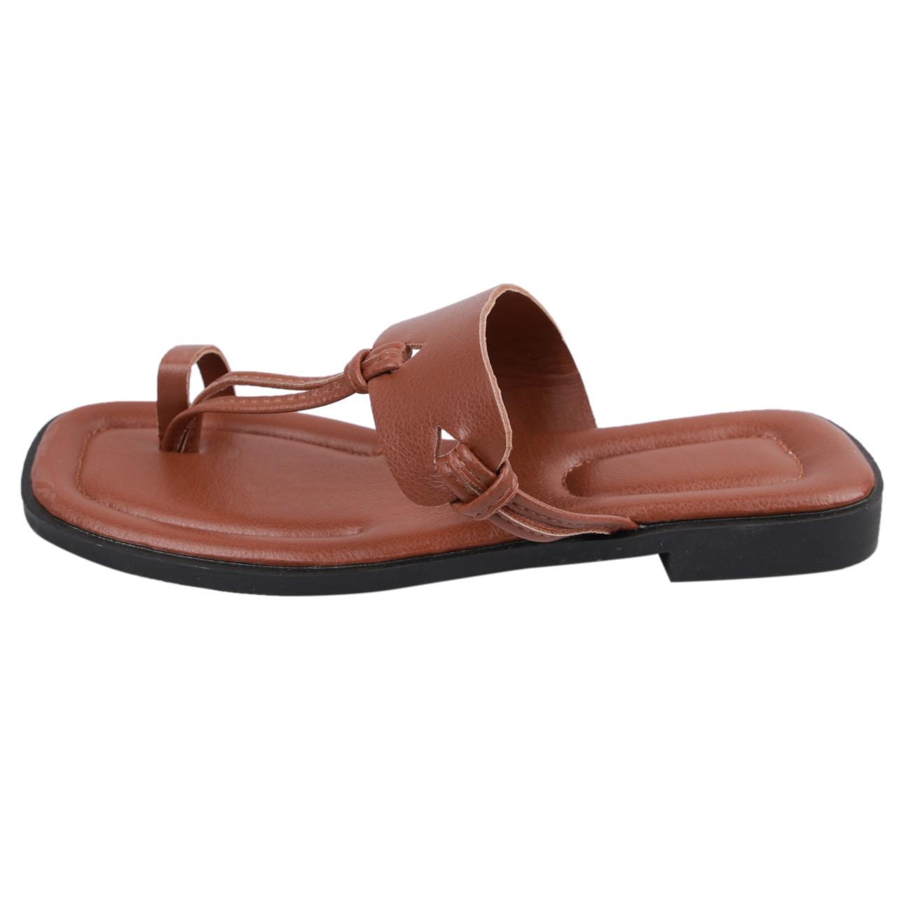 

Тапочки с застежкой-носком женские коричневые на плоской подошве верхняя одежда пляжные тапочки 41 светло-коричневого