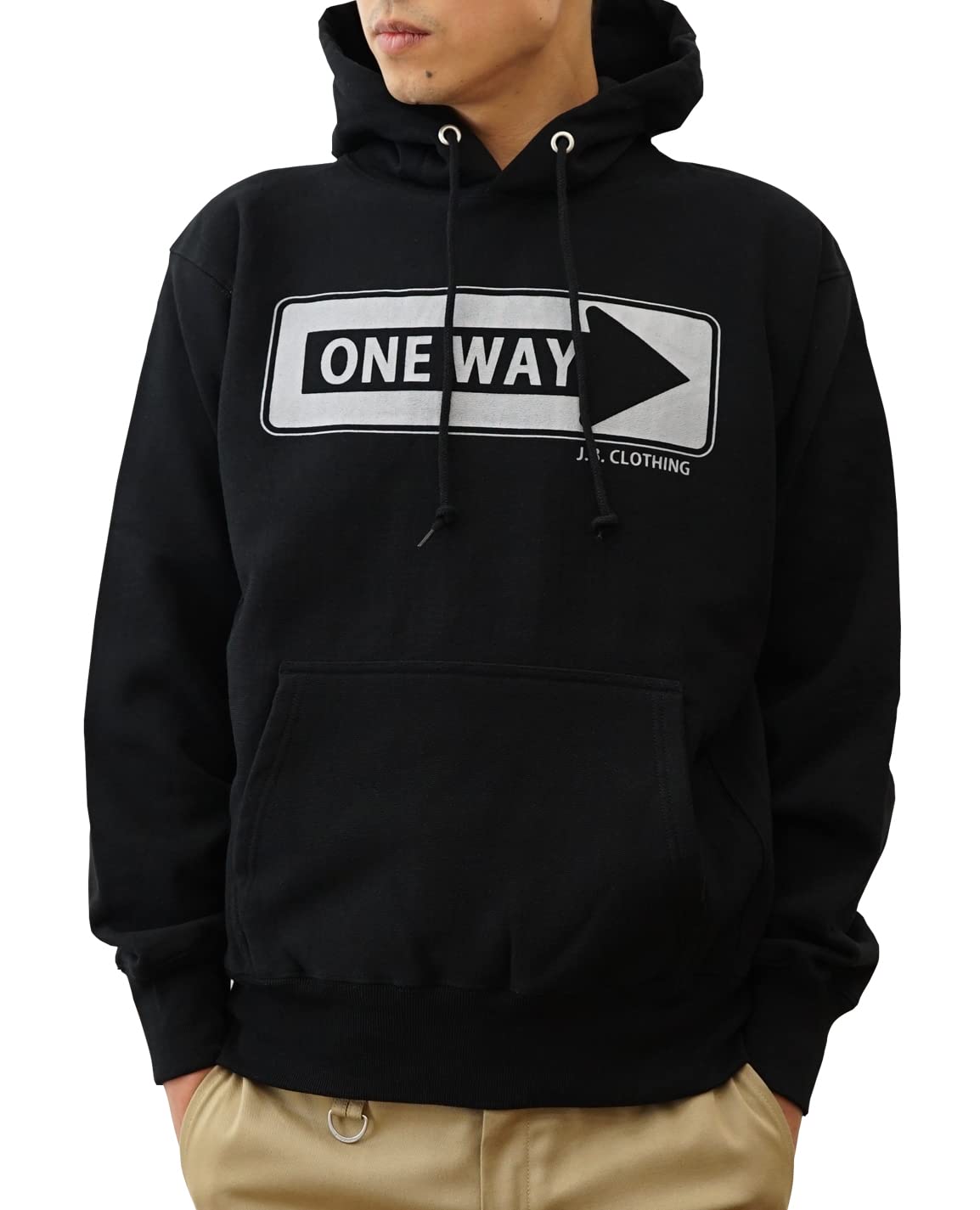 

12oz Pullover Parka ONE WAY Original American Casual Print Heavy Weight Sweat Hoodie M Black [Jeans Bug] 12PP-ONEWA (2)