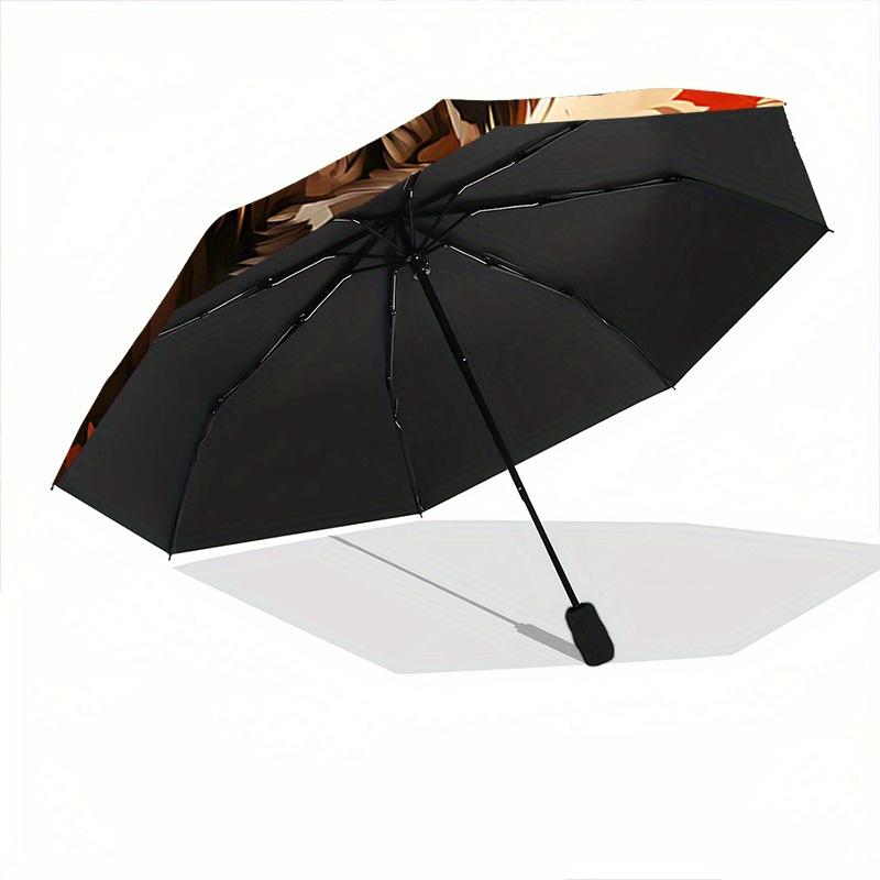 1pc Autumnal Wolves Cartoon Umbrella,Compact Umbrella, Suitable for Camping, Ideal Easter Birthday Gift for Family and Friends.C036