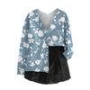 Women's V Neck Top Printing Thickened Plush Cashmere Warm Long Top