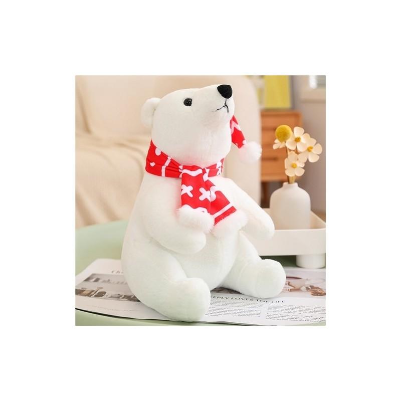 Polar Bear Plush Toy Christmas Edition With Short Plush For Kid And Holiday Gift