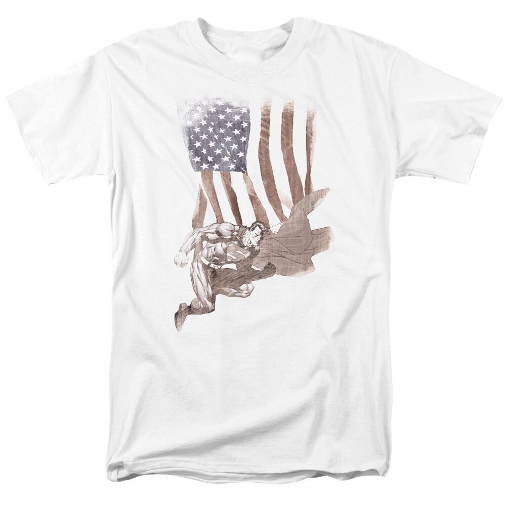 26 Superman Super American T Shirt Licensed Comic Book Movie Tee White Unisex T-Shirt XXXL