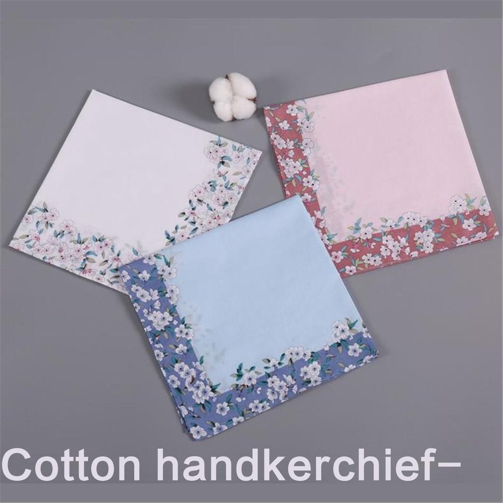 Ladies Elegant Handkerchief Cotton Handkerchiefs Hanky for Women Soft Absorbent Comfortable Fabric Flower Pinted Hanky